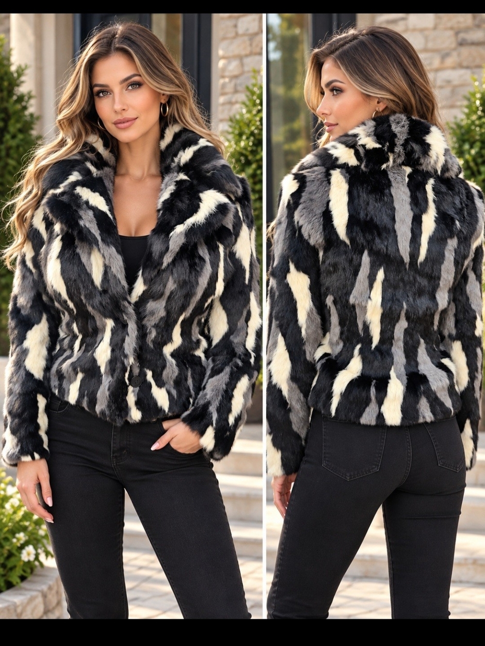 Sheri Bodell Genuine Fur Jacket – Y2K Luxury Patchwork Size M